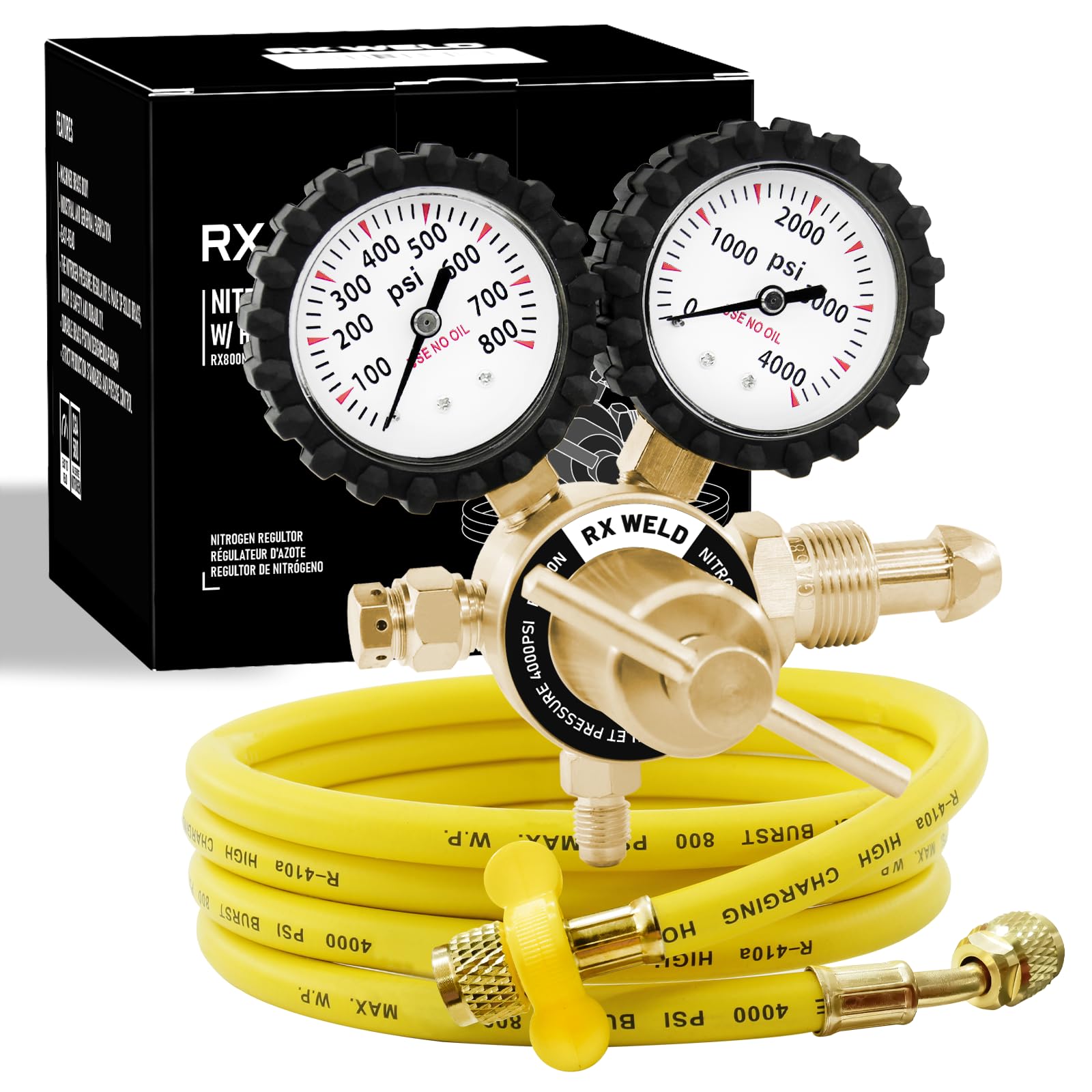 RX WELD nitrogen regulator front gauges for clear pressure reading during setup