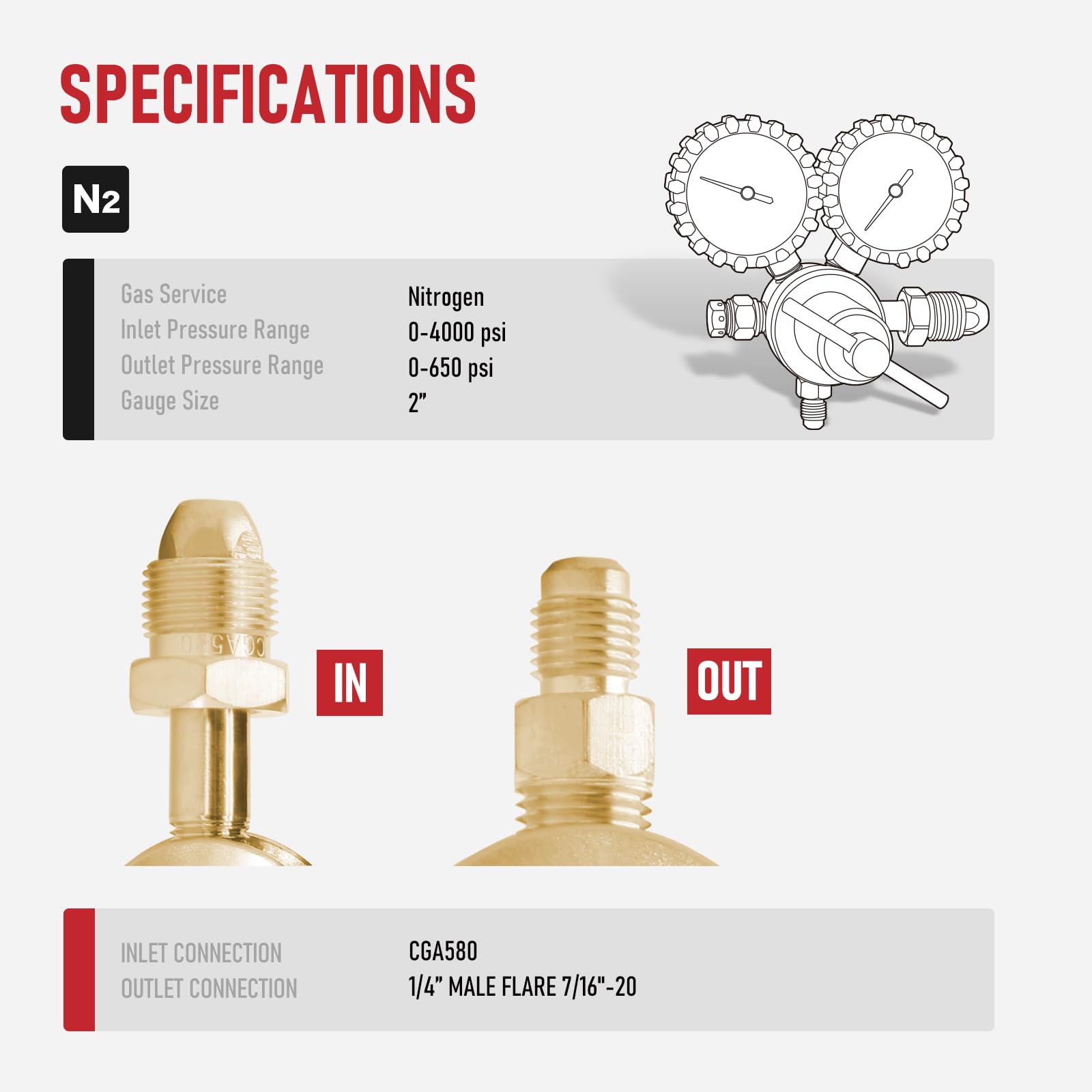 RX WELD regulator output connection 1/4 inch SAE flare for versatile hookups