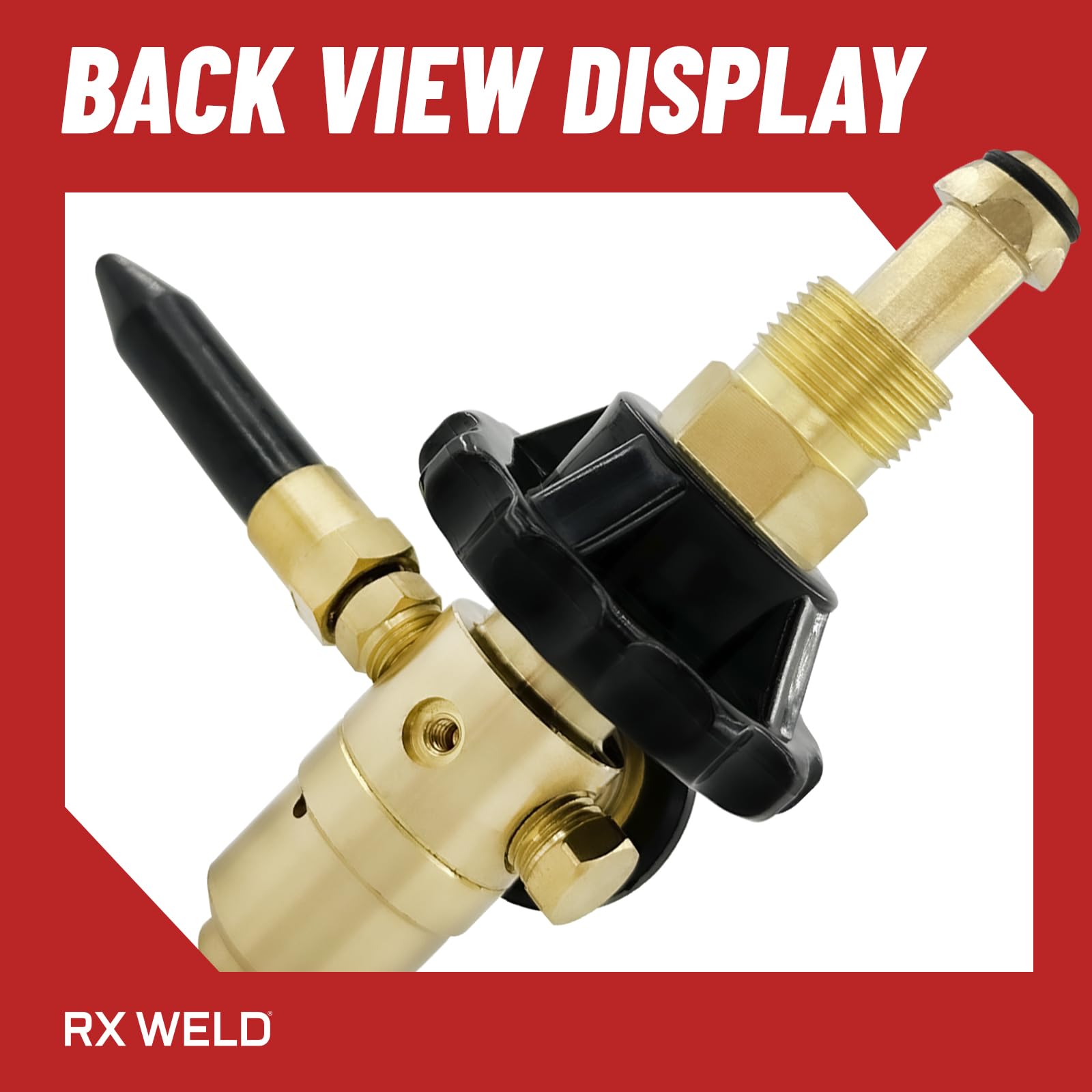RX WELD regulator color detail in gold and black.