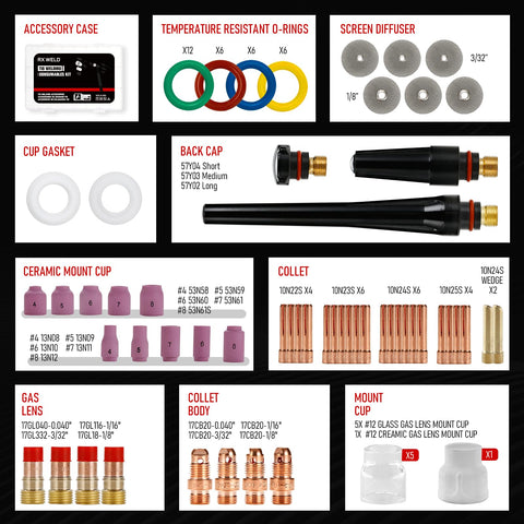 RX WELD WP-17/18/26 compatibility for seamless torch setup.