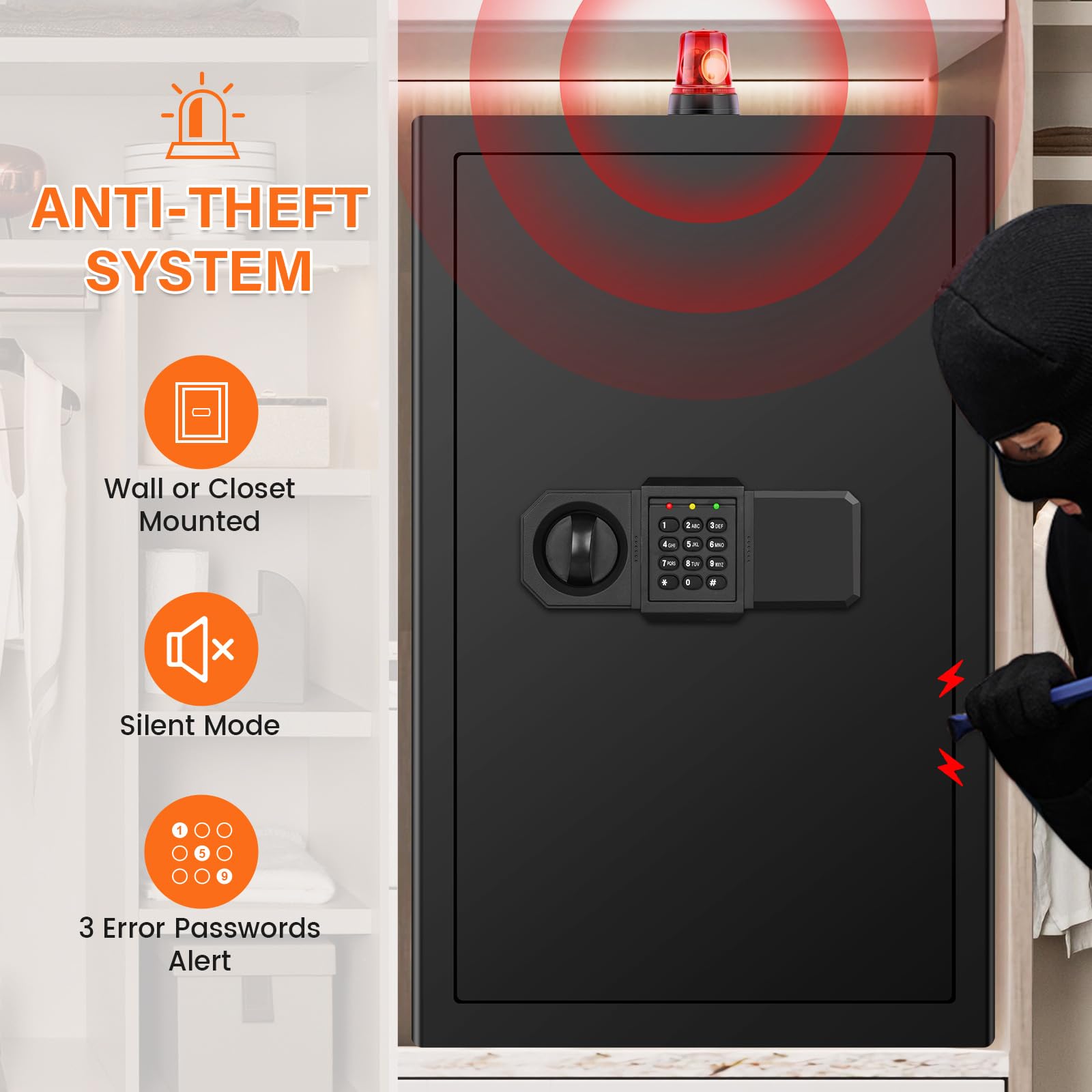 RXUJYC heavy-duty safe can be anchored to wall or floor for added stability.