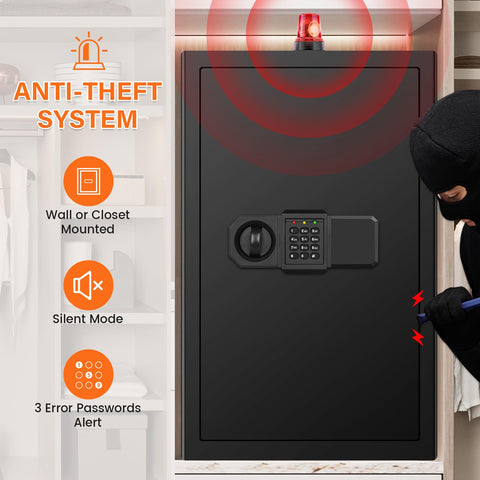 RXUJYC heavy-duty safe can be anchored to wall or floor for added stability.
