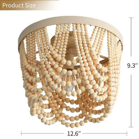 RyaHQ bohemian wood beads chandelier for nursery creates calm ambiance.