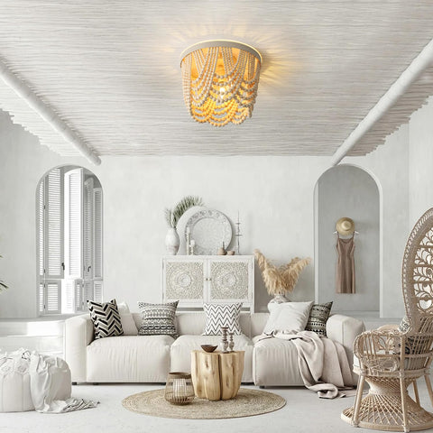 RyaHQ boho ceiling fixture with beads elevates living room style.