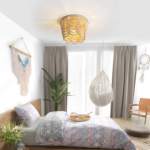 RyaHQ hallway beaded chandelier provides subtle, inviting light.
