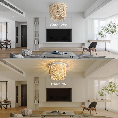 RyaHQ three-light beaded ceiling fixture for balanced illumination.