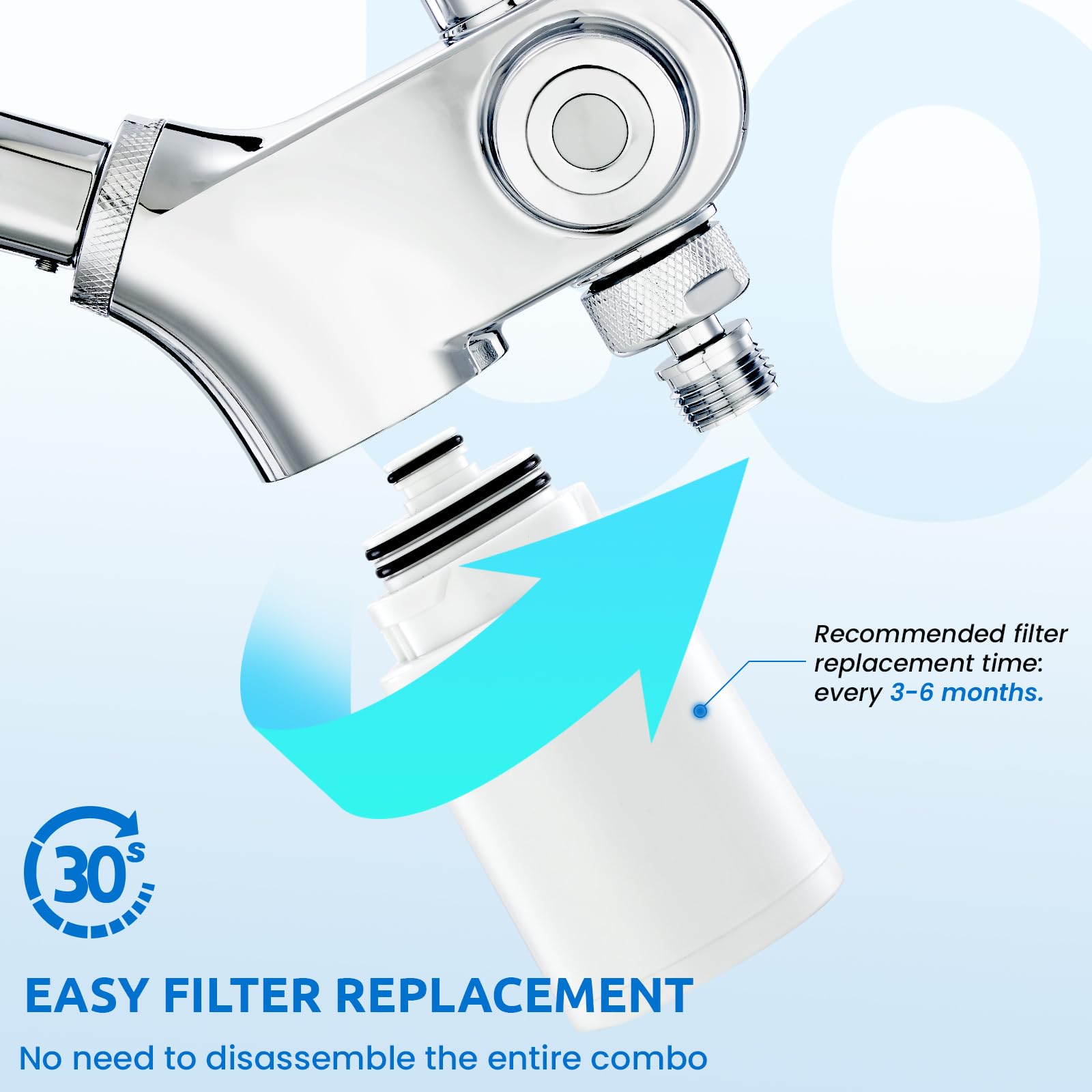 Ryamen 59 inch hose and holder for flexible shower reach