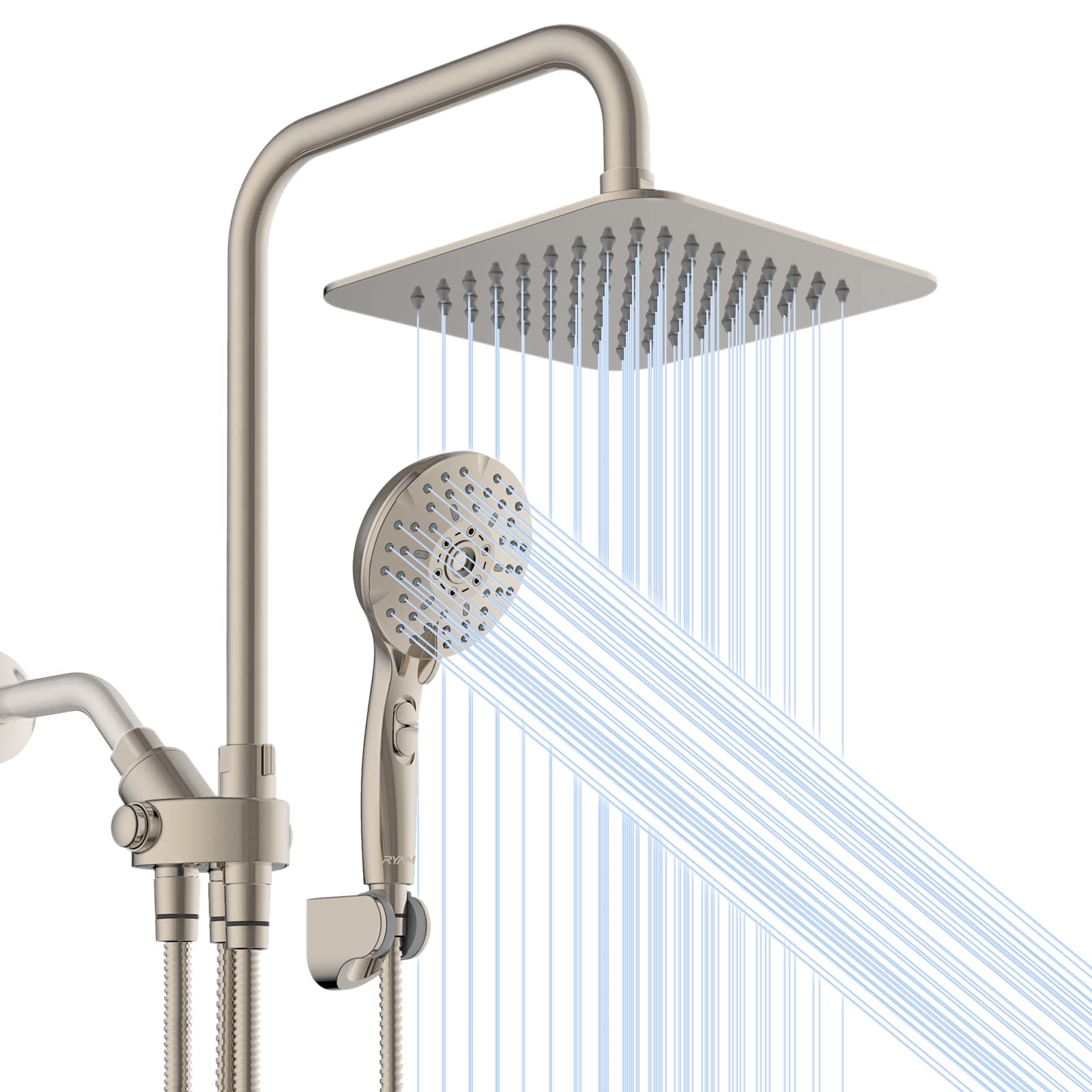 Ryamen dual shower head 8-inch rainfall provides spa-like coverage for a refreshing start