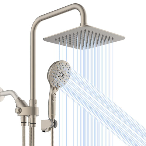 Ryamen dual shower head 8-inch rainfall provides spa-like coverage for a refreshing start