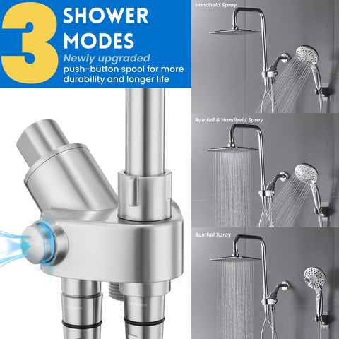Ryamen 15-inch slide bar adjusts height for comfortable showers.