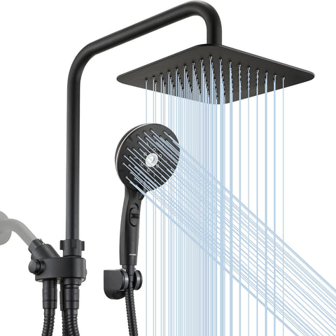 Ryamen dual shower head combo 8-inch rain head delivers broad spa-like coverage.