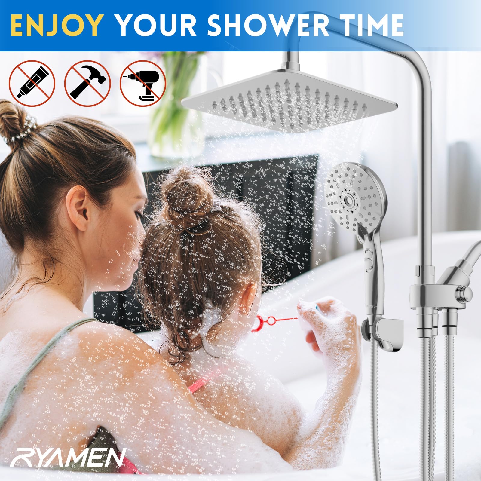 Ryamen 81 silicone nozzles resist lime scale buildup for maintenance.