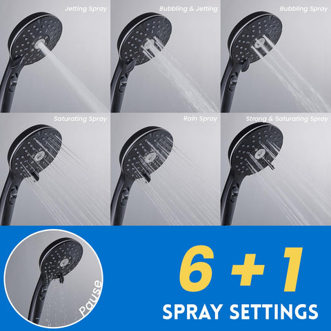 Ryamen 59-inch handheld hose allows flexible reach around the shower area.