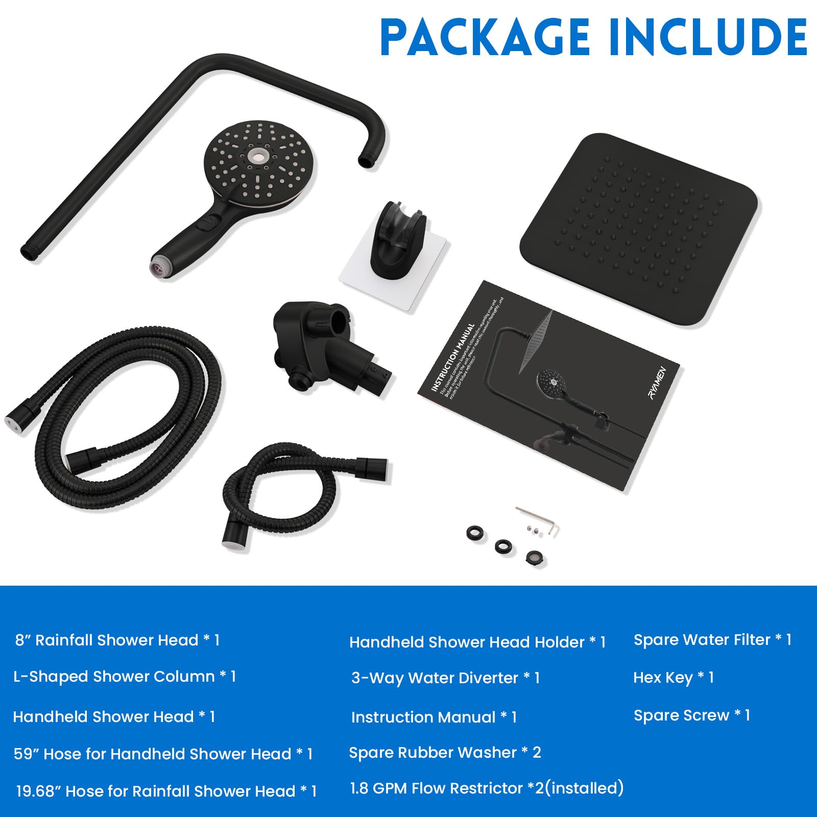 Ryamen easy DIY install with included tools for quick setup.