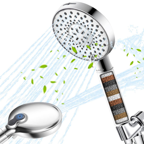 Ryamen filtered shower head handheld showing chlorine reduction for sensitive skin