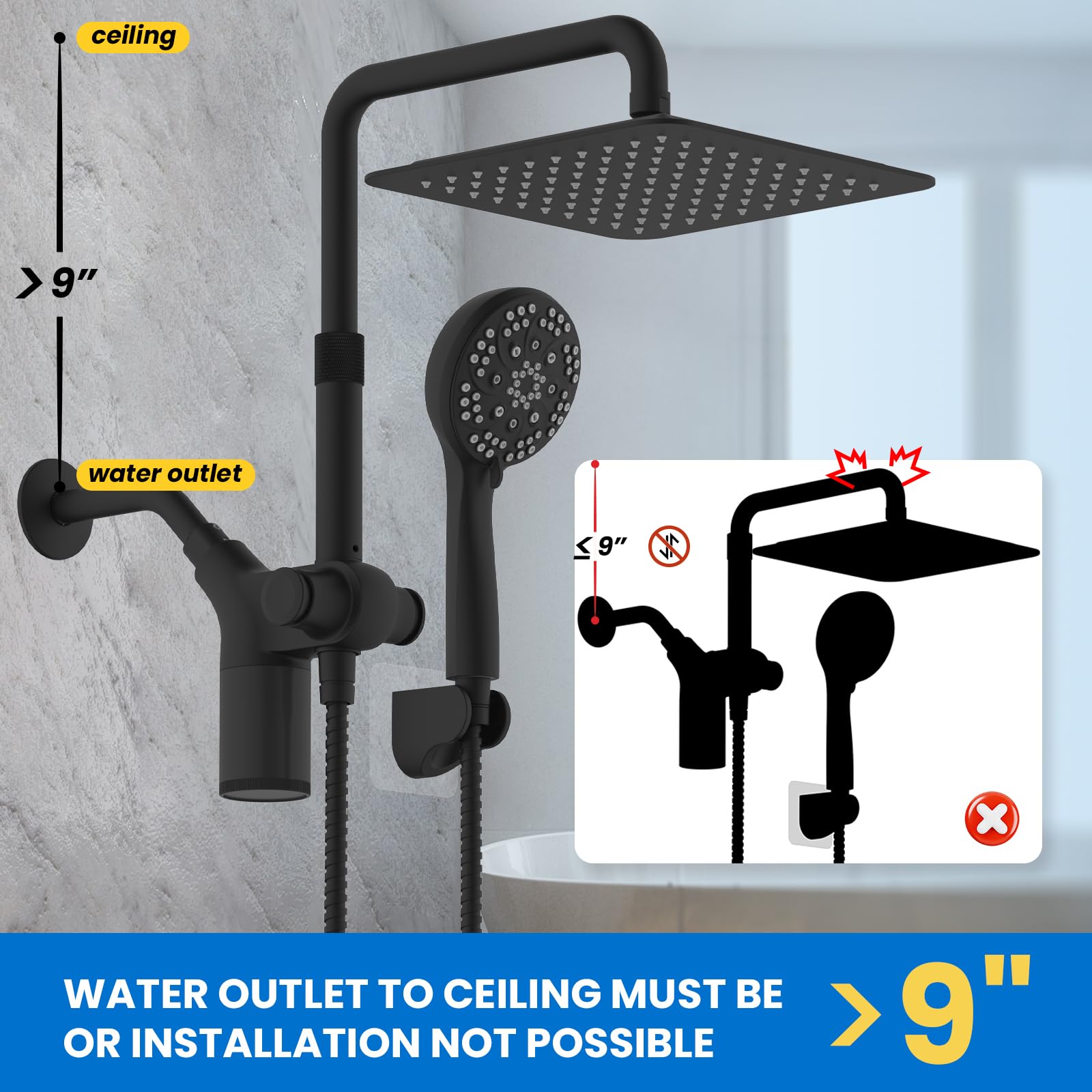 Ryamen handheld shower head with settings for versatile washing