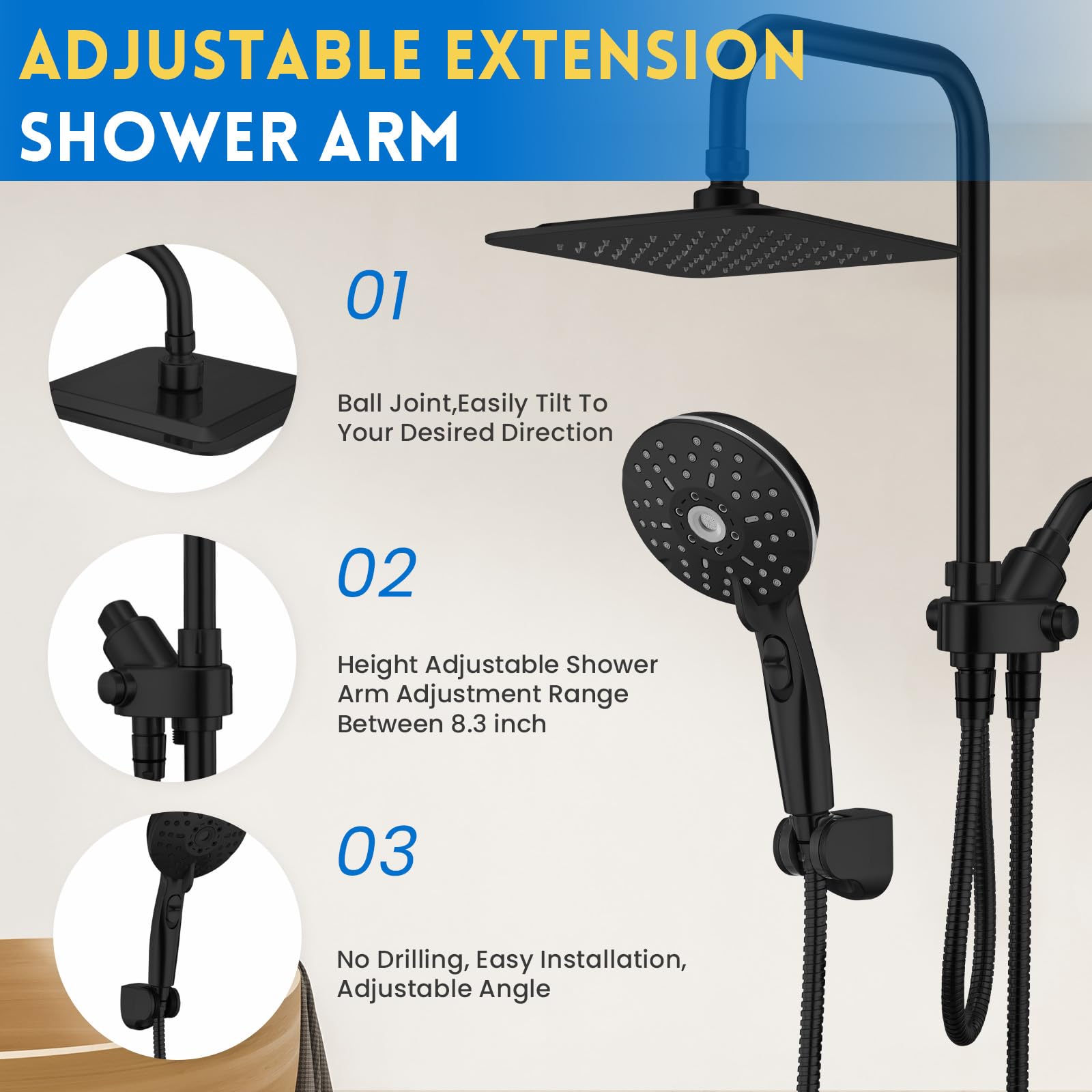 Ryamen matte black finish adds modern style to the bathroom.