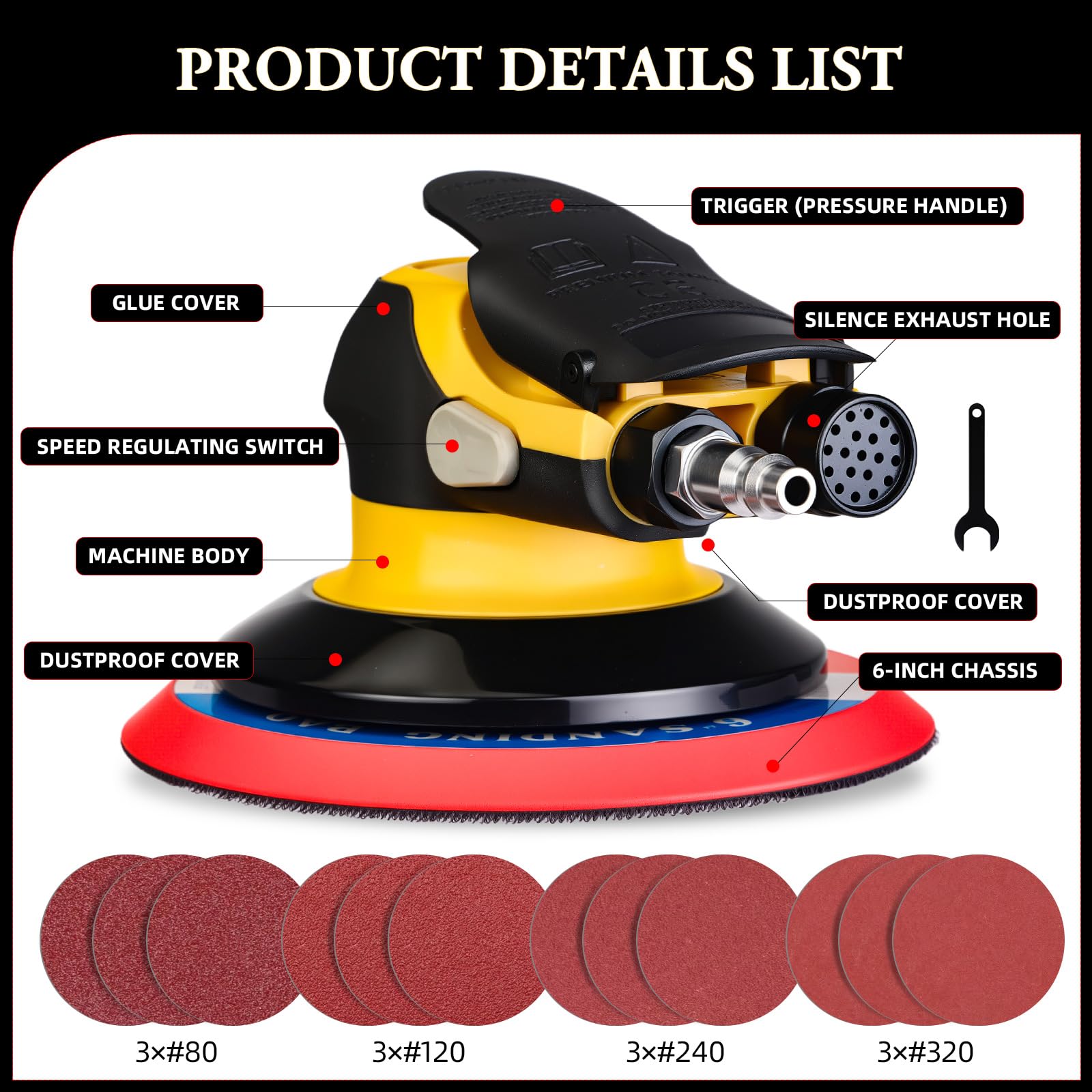 RYCUBRE ergonomic grip provides comfortable handling during long sanding sessions.