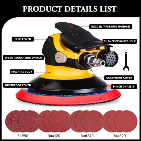 RYCUBRE ergonomic grip provides comfortable handling during long sanding sessions.
