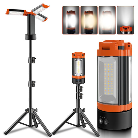 Rylpoint rechargeable light with triple heads on a stand for wide-area illumination.