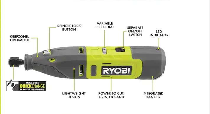 RYOBI 12V cordless rotary tool kit accessories laid out for fast, precise projects