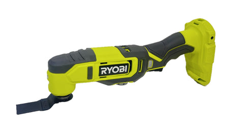 RYOBI 18V ONE+ Multi-Tool cutting drywall and wood with versatile speed control.