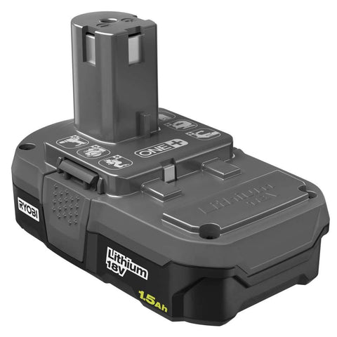 RYOBI 18V ONE+ 1.5Ah battery packaging, compatible with the ONE+ ecosystem.