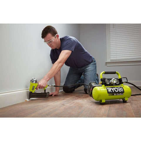 RYOBI 18V ONE+ 1-Gallon air compressor compact design for easy transport.