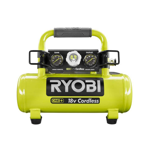 RYOBI 18V ONE+ 1-Gallon air compressor demonstrates cordless portability for on-the-go tasks.