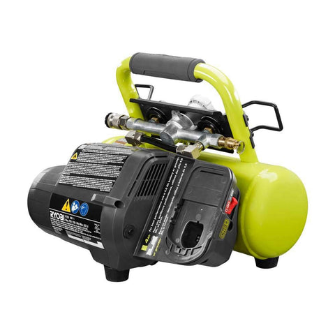 RYOBI 18V ONE+ 1-Gallon air compressor with nailer adapter ready.