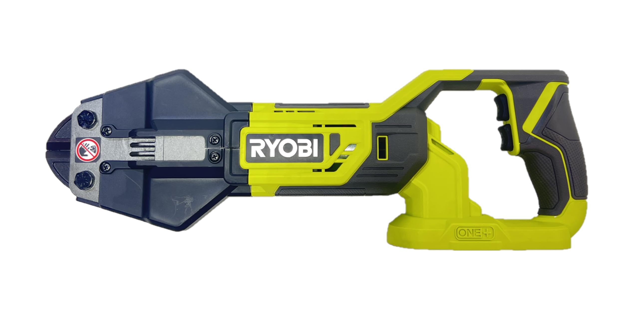 RYOBI 18V ONE+ bolt cutter in use showing cordless cutting action
