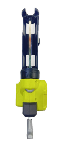 RYOBI caulk gun rear view emphasizing comfortable grip