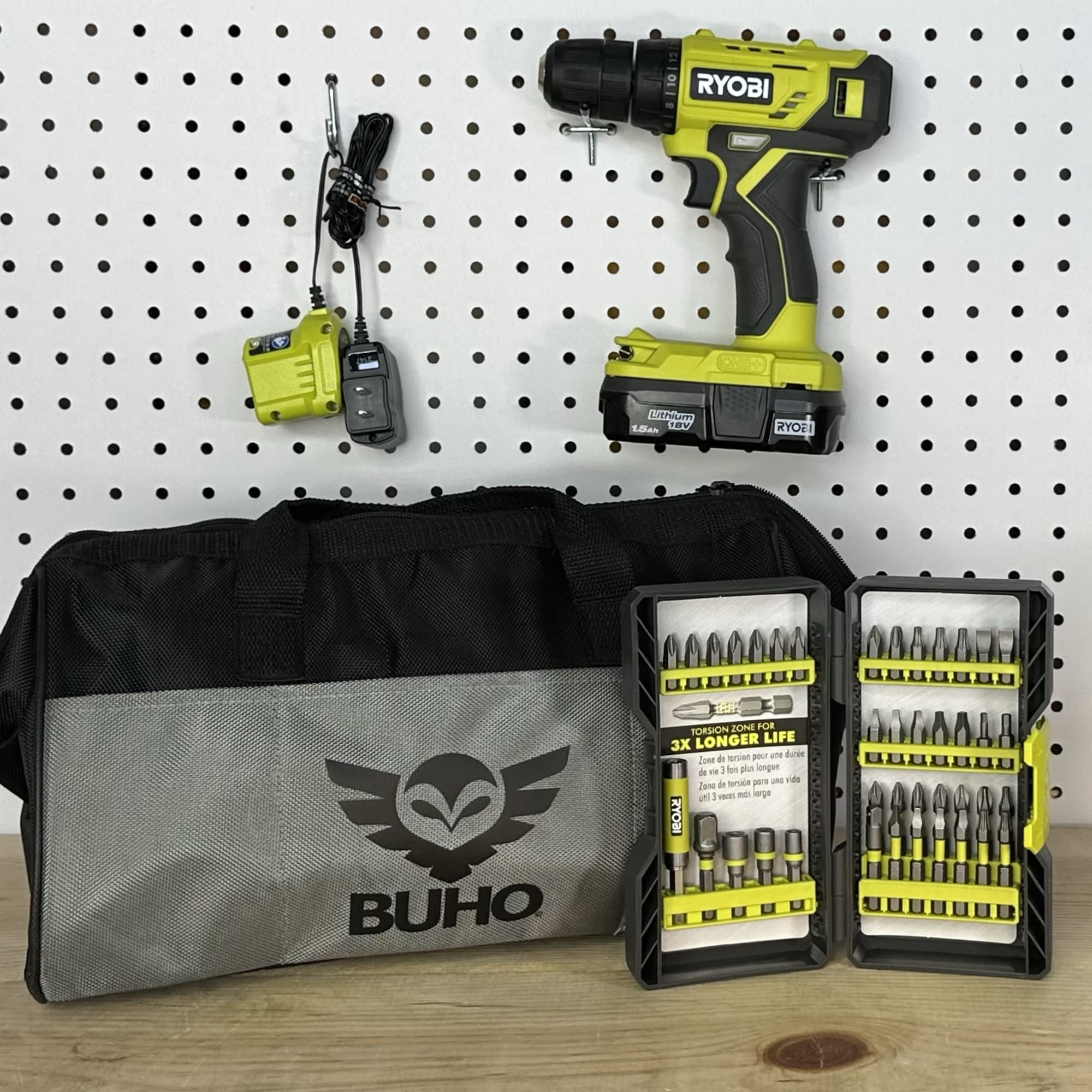 Ryobi 18V ONE+ drill driver featured in the bundle for cord-free power