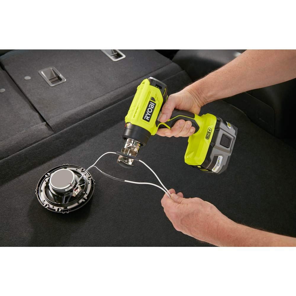 RYOBI P3150 in-use demonstrates cordless heating for shrink wrap and drying tasks.