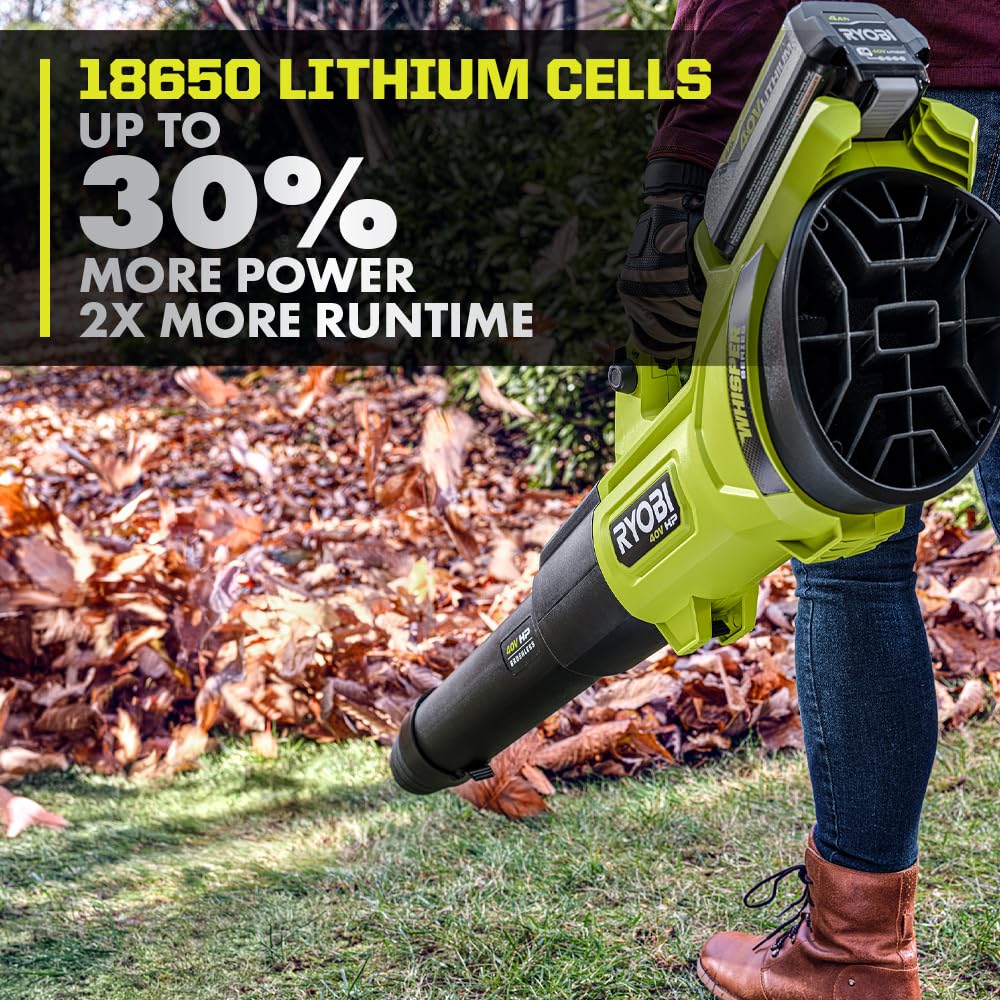 RYOBI 40V 4.0Ah battery's lightweight design reduces user fatigue.