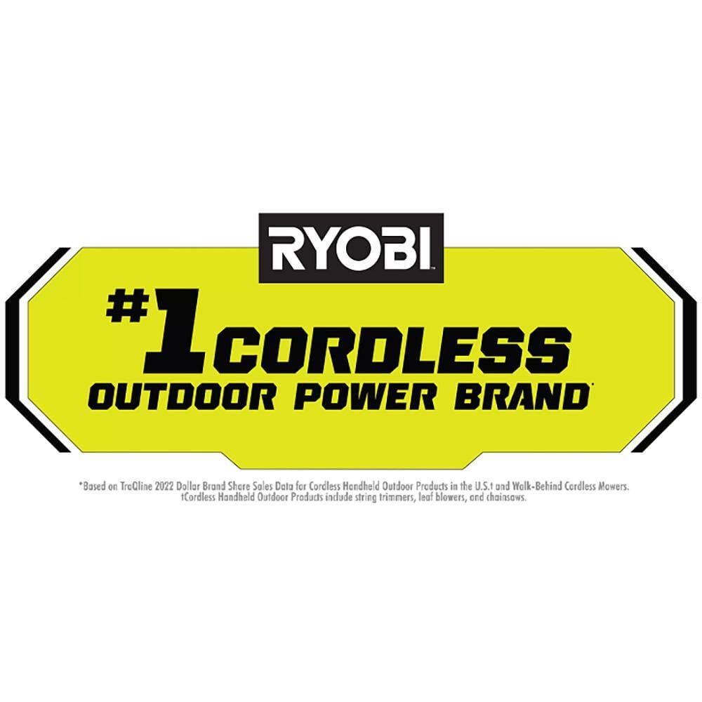 RYOBI 40V battery fits mowers and tools for extended outdoor work.