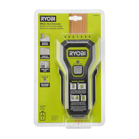 RYOBI auto-depth scan detects wall thickness up to 1.5 inches