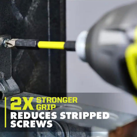 RYOBI diamond-grit impact bits close-up highlighting longer life and grip