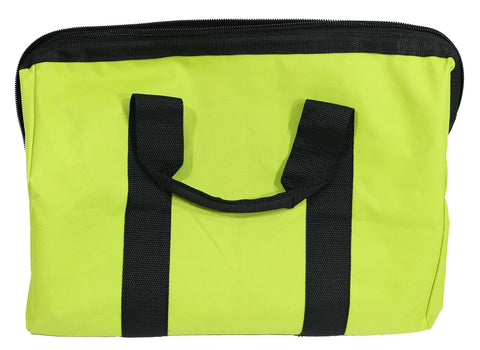 RYOBI green wide-mouth collapsible bag reinforced bottom for bulkier items.