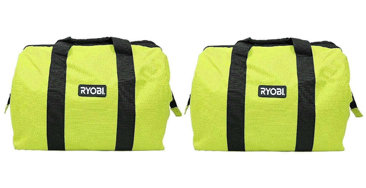 RYOBI green wide-mouth contractor bag with full-top zipper for quick access on site.