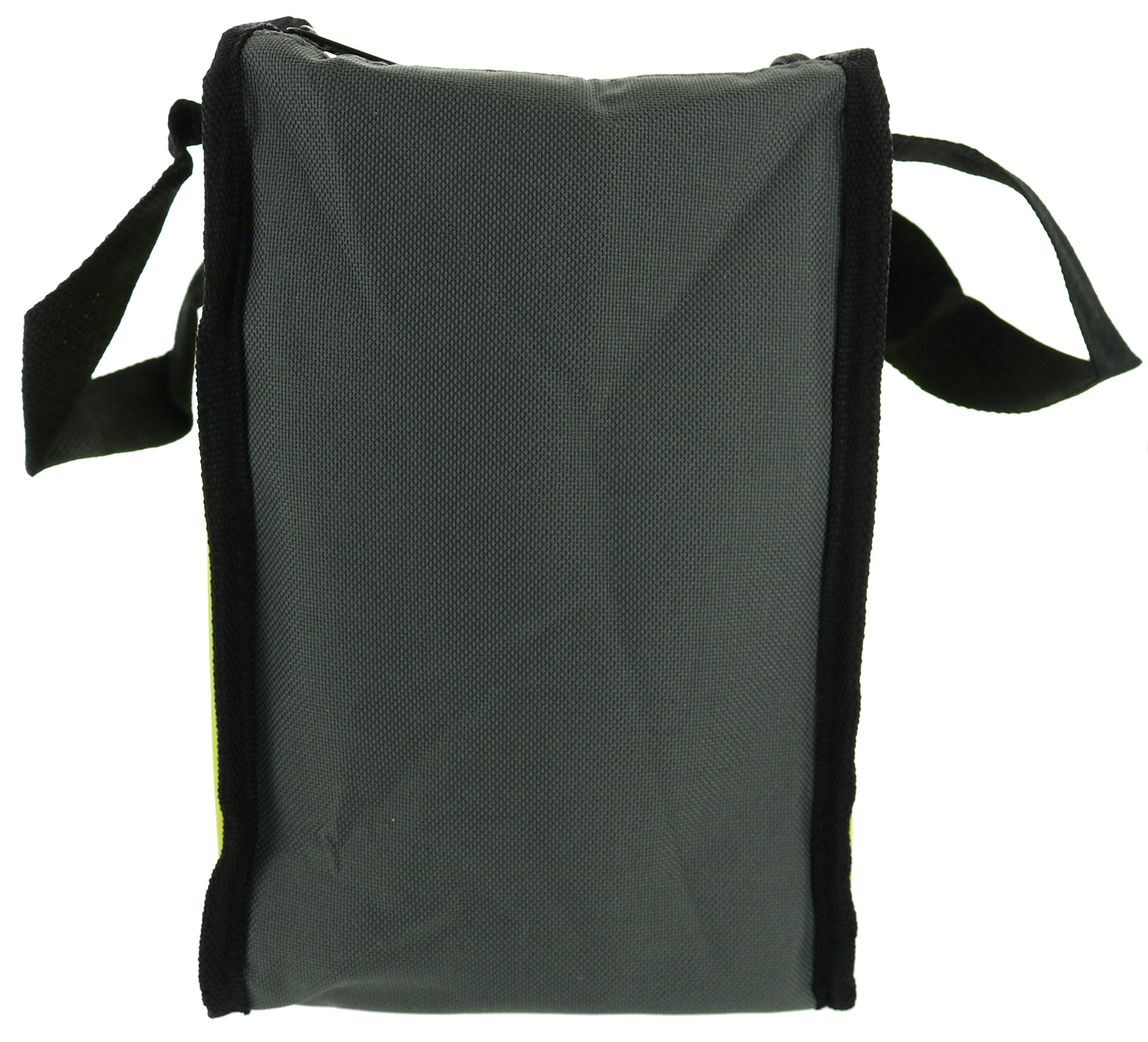 RYOBI lime green tool bag sturdy zipper secures contents on the go.