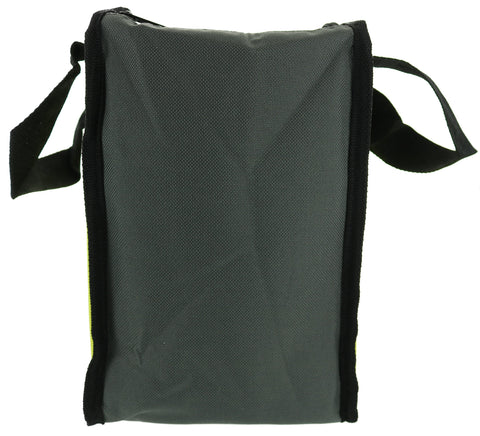 RYOBI lime green tool bag sturdy zipper secures contents on the go.