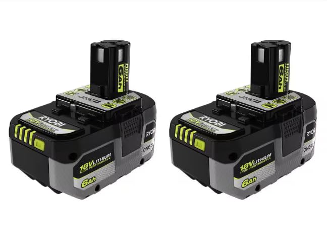 RYOBI ONE+ 18V 6.0 Ah battery 2-pack with extended runtime for cordless tools