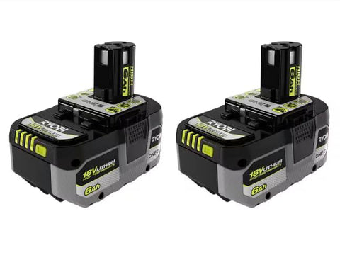 RYOBI ONE+ 18V 6.0 Ah battery 2-pack with extended runtime for cordless tools