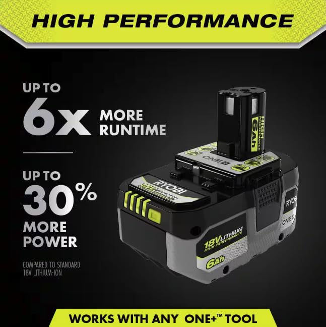 RYOBI ONE+ 18V 6.0 Ah battery in use with a cordless tool