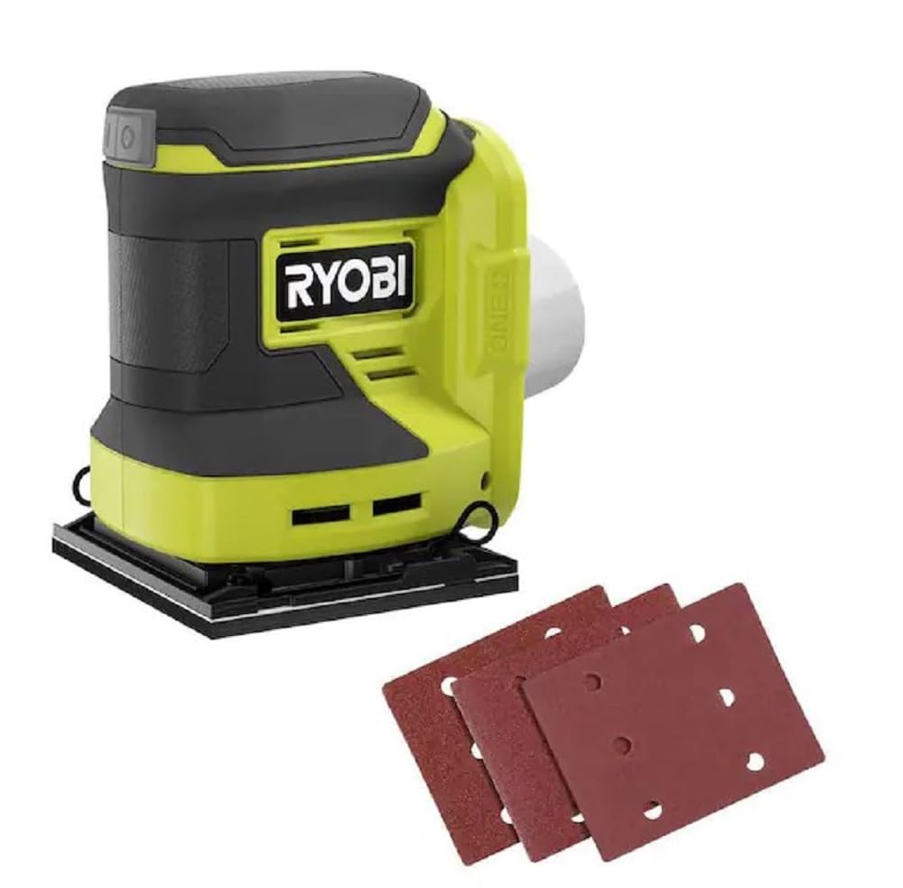 RYOBI One+ 18V cordless 1/4 sheet sander PCL401B in action with dust control and quick paper changes