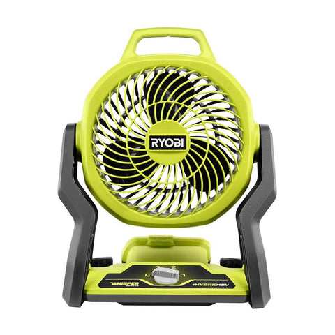 RYOBI ONE+ 18V Whisper Series fan side view for compact personal cooling