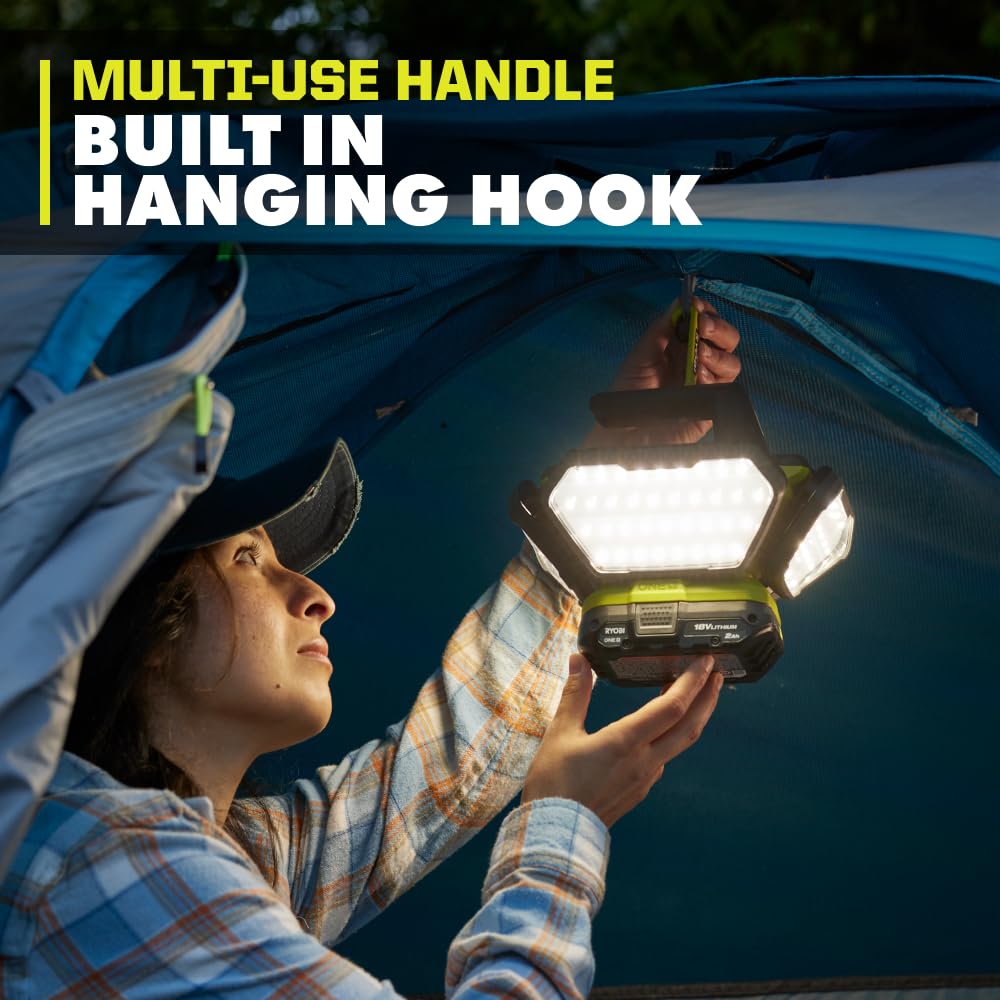 RYOBI ONE+ 360° light offers four brightness modes for versatile tasks.