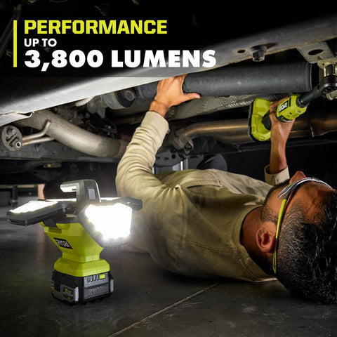 RYOBI ONE+ 360° light handle enables handheld use.