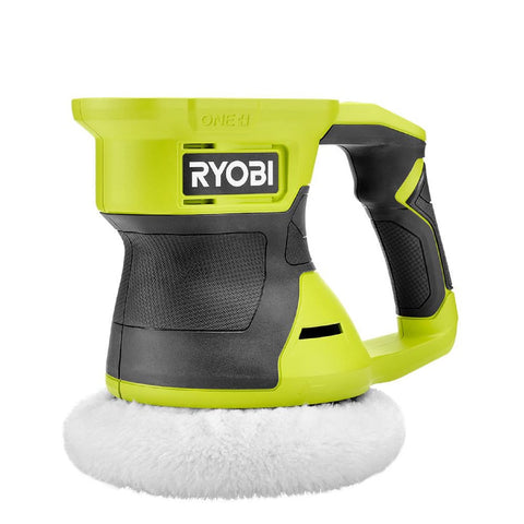 RYOBI ONE+ 6-inch buffer in use with two-speed control for swirl-free finish on automotive surfaces